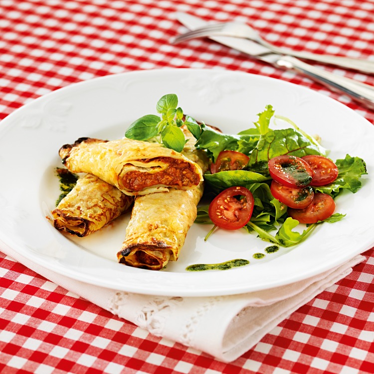 Crêpes med köttfärsfyllning