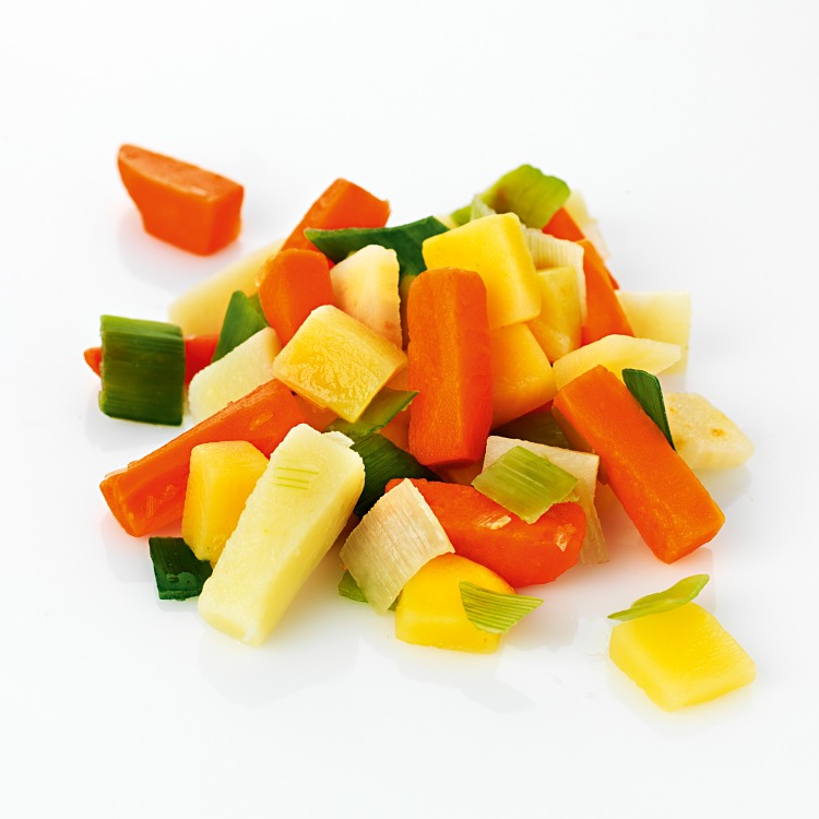 Grönsaksblandning med bland annat morot för grytor