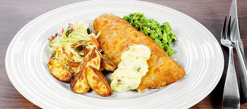 Fish n chips med potatis och ärter