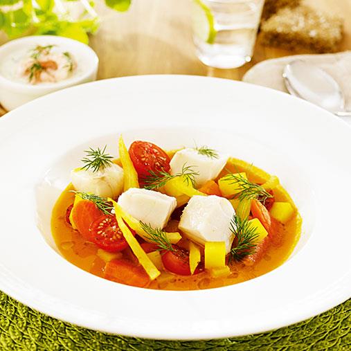 Fisk- och saffranssoppa med räkor