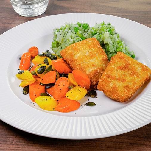 Frasbakad torsk med ärt- och potatismos