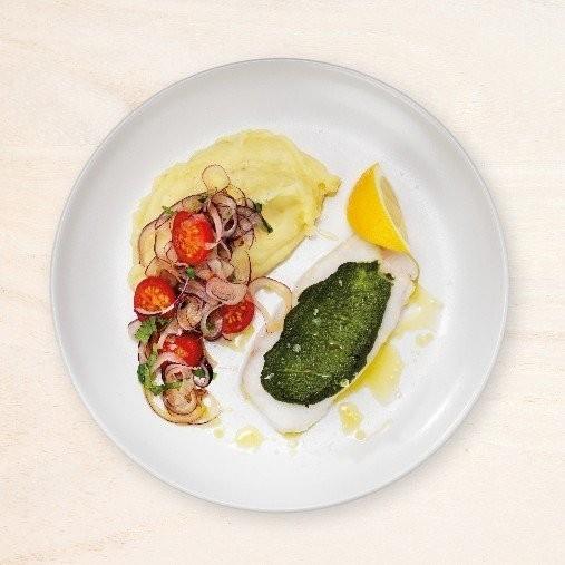 Salsa verde-bakad kapkummelfilé