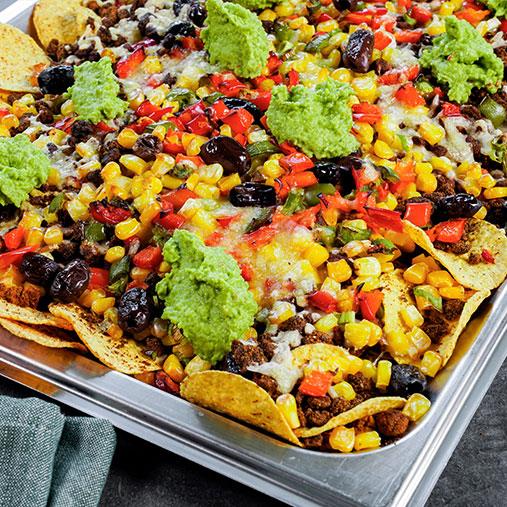 Nachos med Quorn färs och ärtguacamole