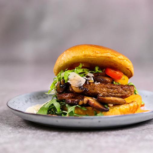 Pease burgare med skogschampinjoner