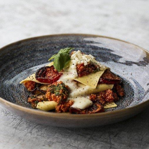 Pease lasagne med mozzarella och spenat