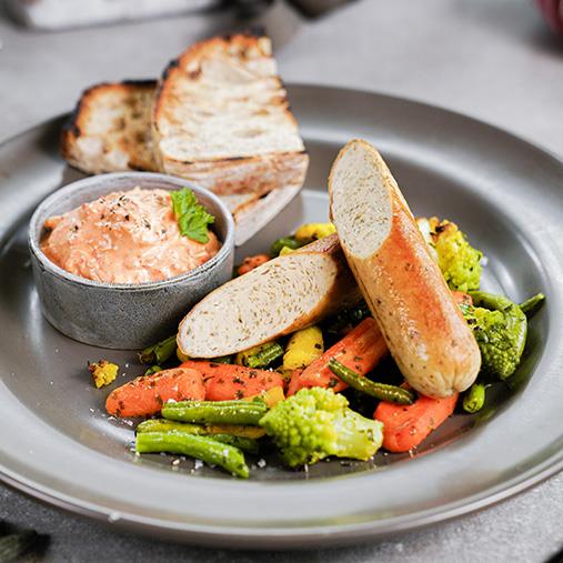 Veggie korv med ajvar- och surkålsröra