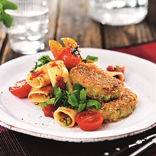 Tomatrigatoni och broccolimedaljong