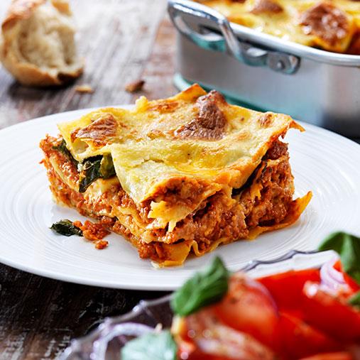 Veggie färs lasagne med spenat